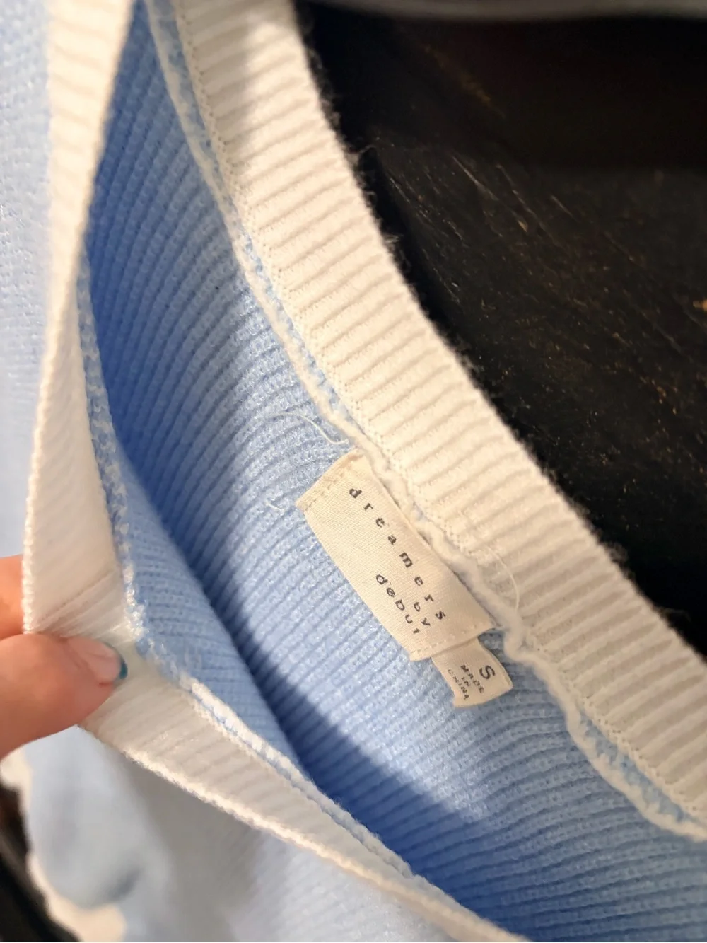 Dreamers Light Blue and Cream Short Sleeve Knit Tee